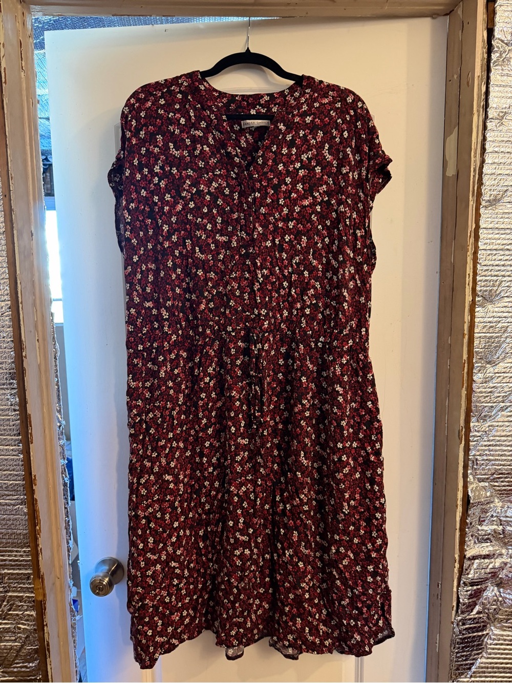 Sandra Darren Burgundy Floral Midi Dress